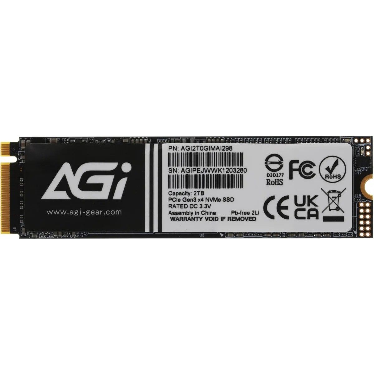 Накопитель SSD AGi PCIe 3.0 x4 2TB AGI2T0GIMAI298-CB AI298 M.2 2280