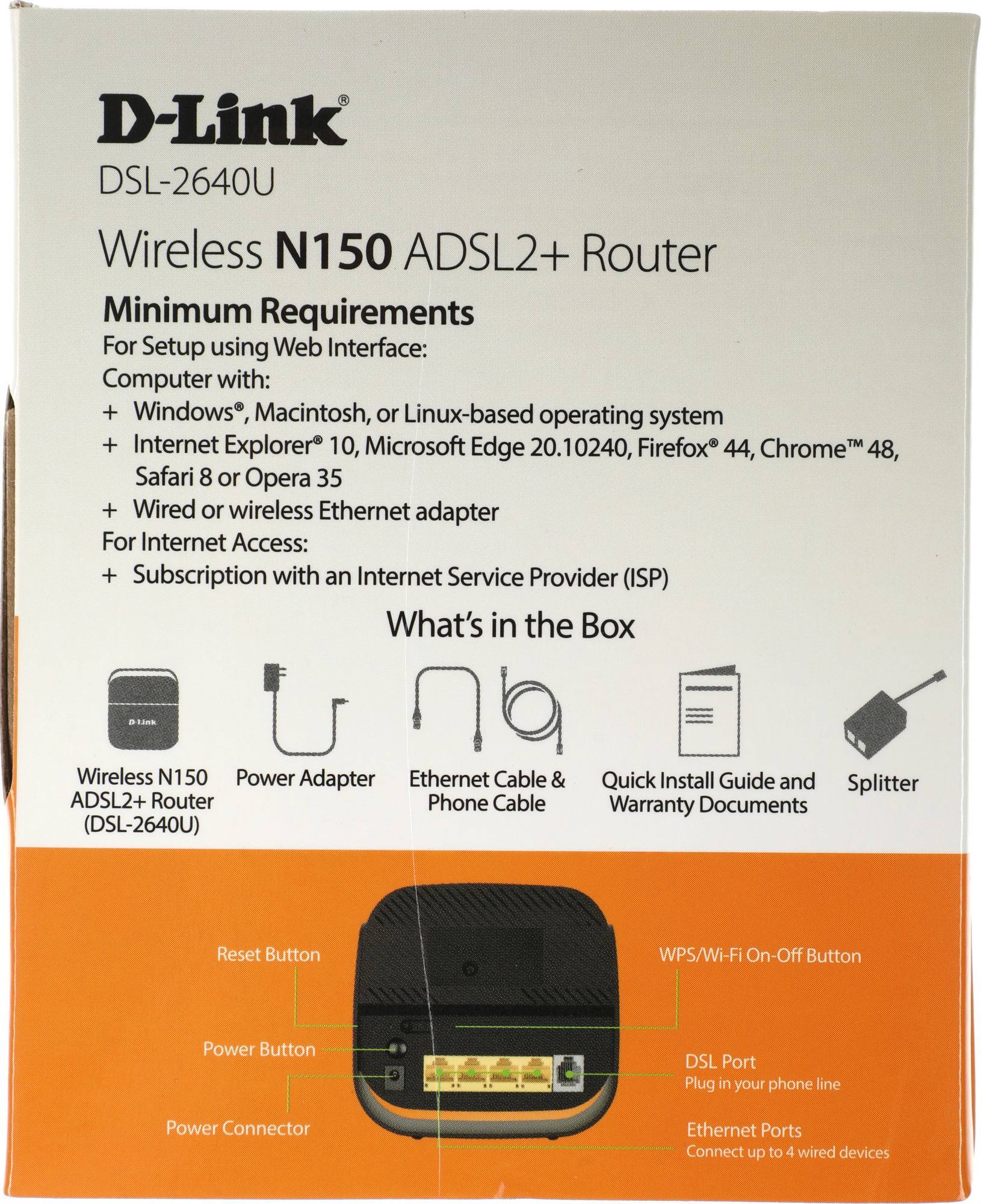 Роутер беспроводной D-Link DSL-2640U/R1A N150 ADSL черный