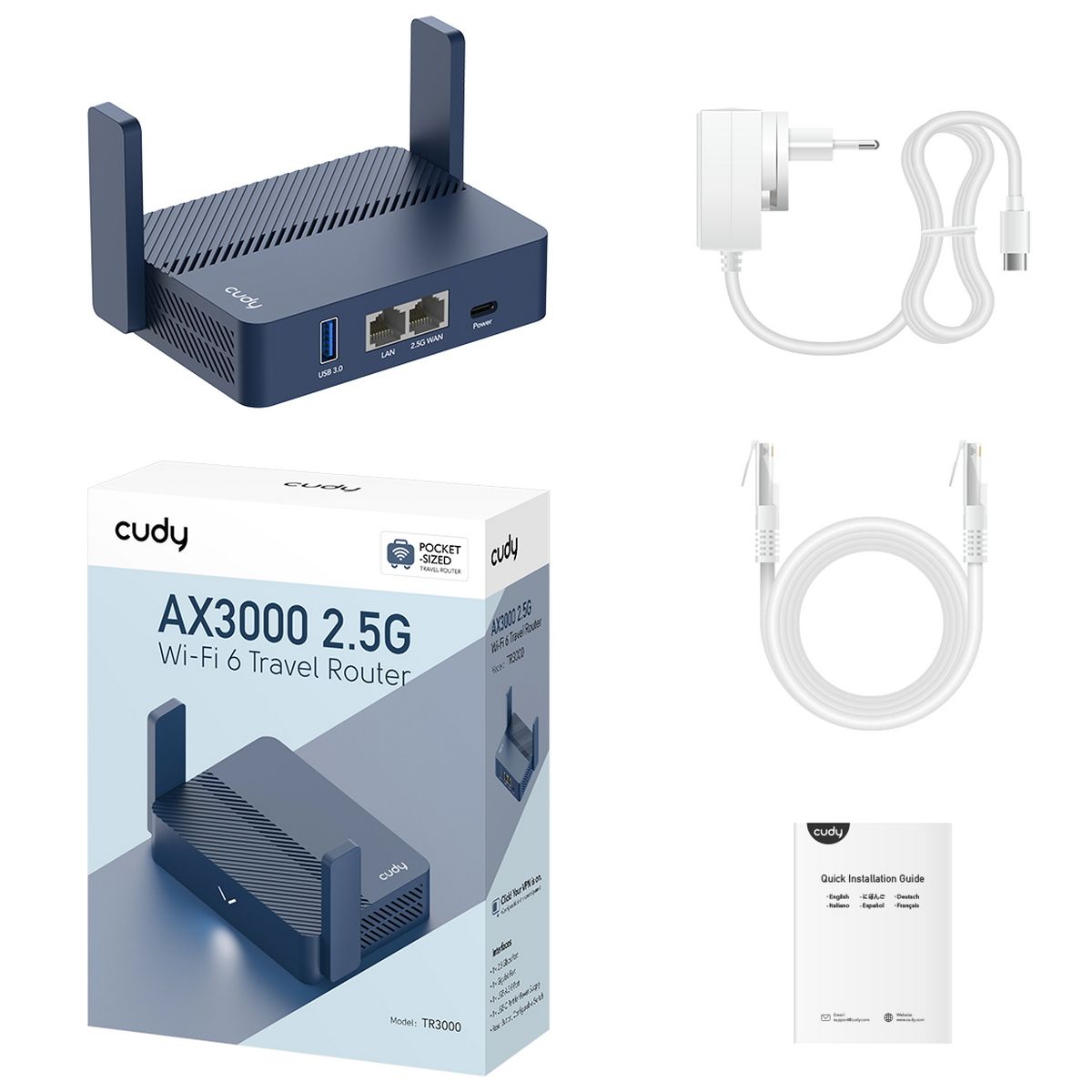 Маршрутизатор Cudy TR3000 AX3000 10/100/1000/2500BASE-T синий