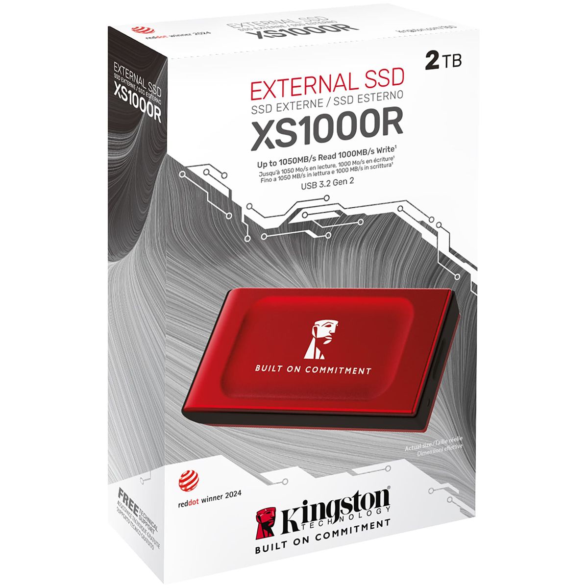 Накопитель SSD Kingston USB3.2 Gen2 2TB SXS1000R/2000GA XS1000 красный