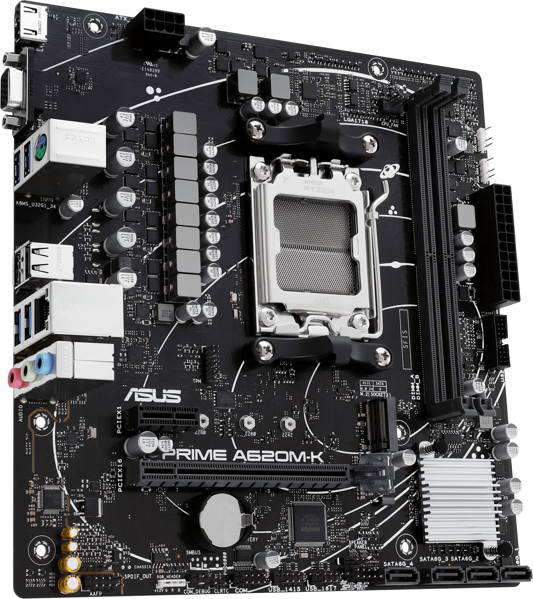 Материнская плата Asus PRIME A620M-K Socket AM5 AMD A620 2xDDR5 mATX AC`97 8ch(7.1) GbLAN RAID+VGA+H