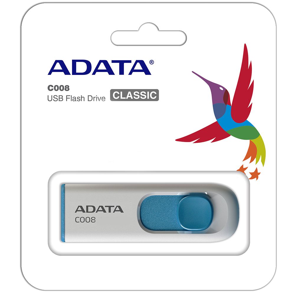 Флеш Диск A-Data 32Gb Classic C008 AC008-32G-RWE USB2.0 белый/синий