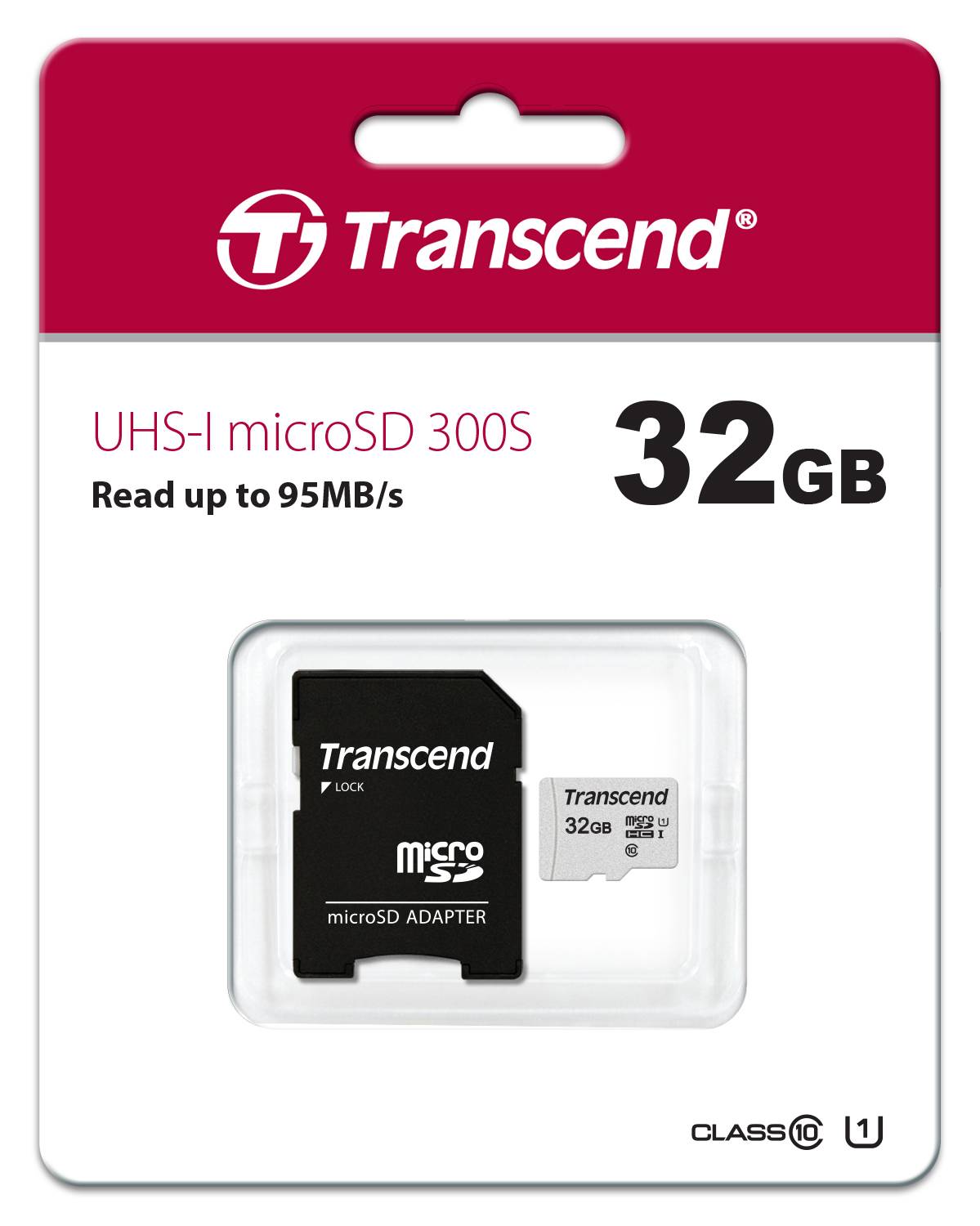 Флеш карта microSDHC 32Gb Class10 Transcend TS32GUSD300S-A + adapter