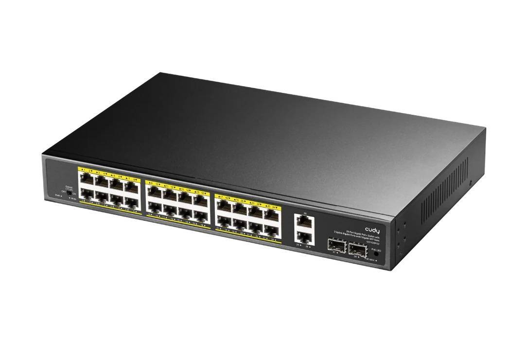 Коммутатор Cudy GS1026PS2 (L2) 26x1Гбит/с 2xКомбо(1000BASE-T/SFP) 2SFP 24PoE 300W неуправляемый