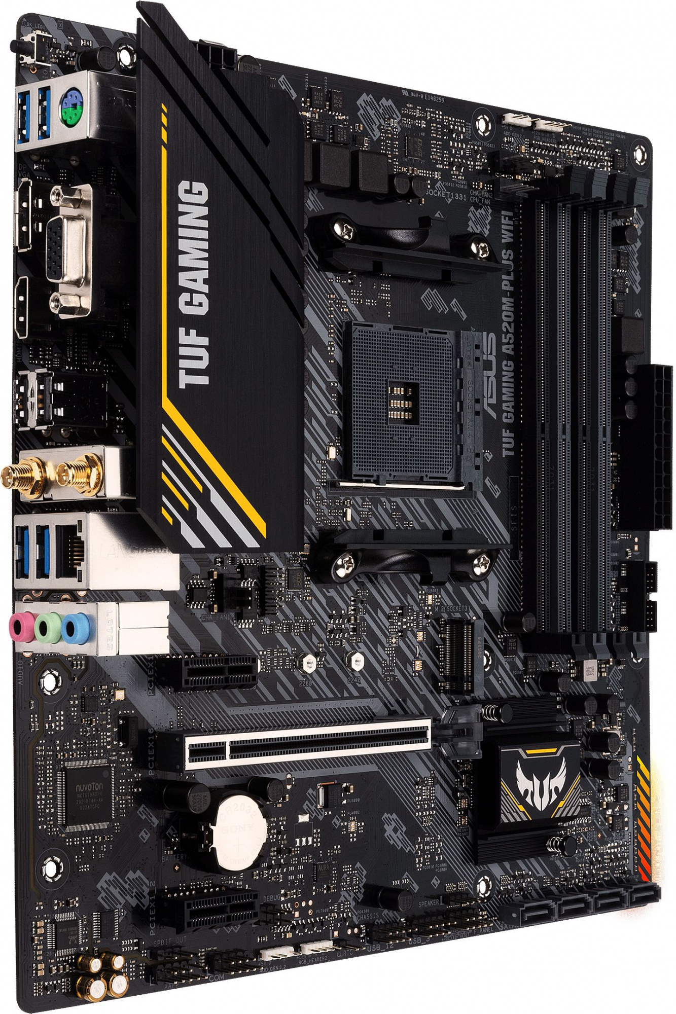 Материнская плата Asus TUF GAMING A520M-PLUS WIFI Soc-AM4 AMD A520 4xDDR4 mATX AC`97 8ch(7.1) 2xGgE 