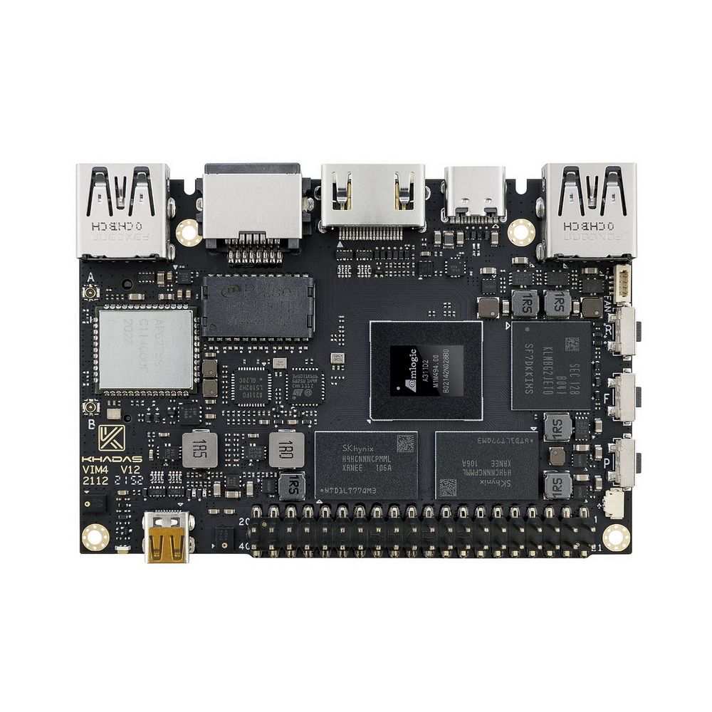 Одноплатный компьютер Khadas VIM4 ARM Cortex-A73 4-Core + Cortex-A53 4-Core Amlogic A311D2 2.2GHz 8+