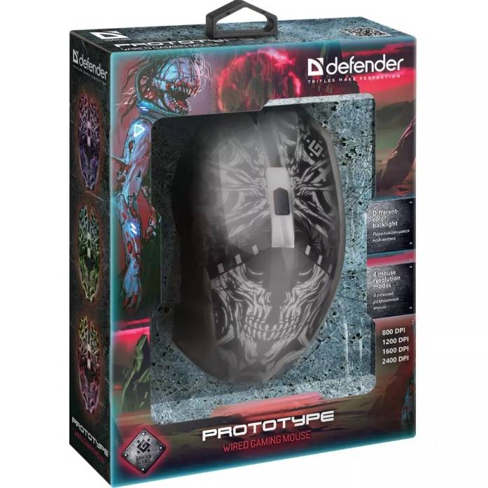 Мышь Defender Prototype GM-670L черный оптическая 3200dpi USB 5but (52670)