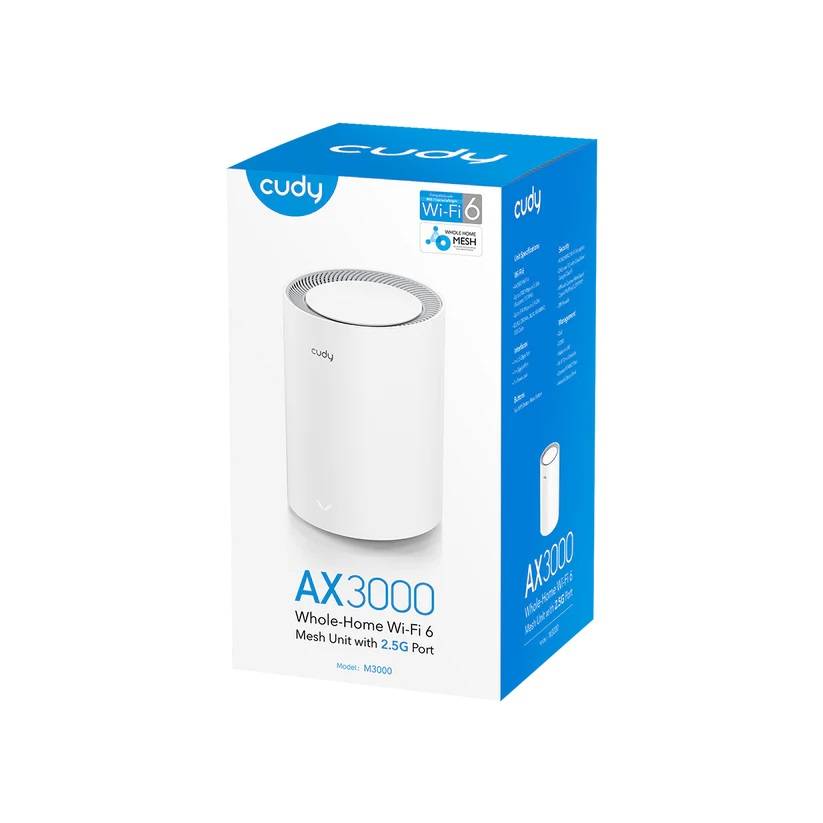 Бесшовный Mesh роутер Cudy M3000 (M3000(1-PACK)) AX3000 100/1000/2500BASE-T черный
