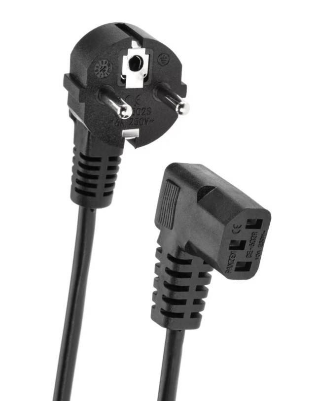 Кабель компьютер - розетка EU угловой  220V <1.8м> Telecom <TP021DA-1.8-BK>