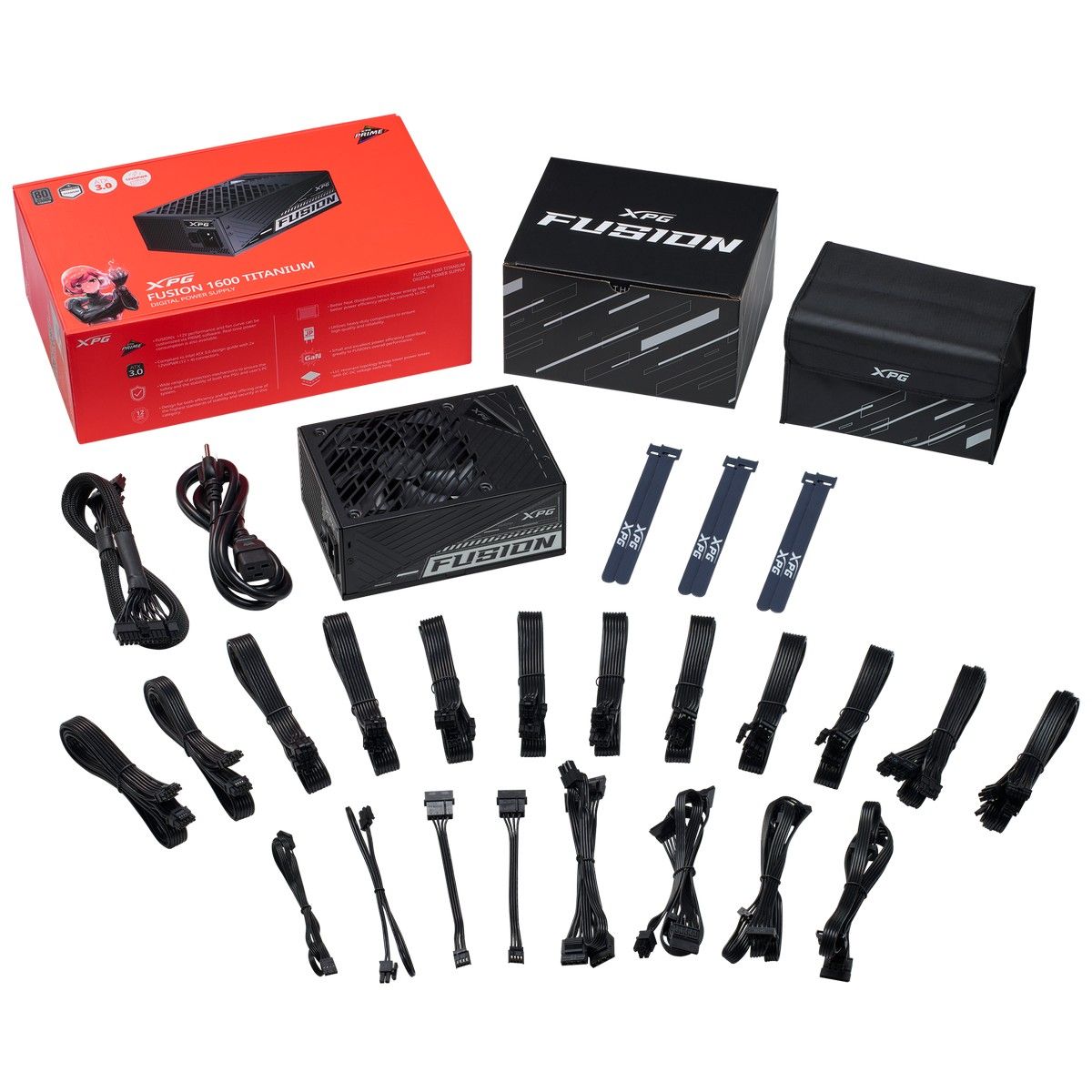 Блок питания ADATA XPG FUSION 1600 TITANIUM 1600W, APFC, 80 Plus TITANIUM, 135mm fan, full modular (