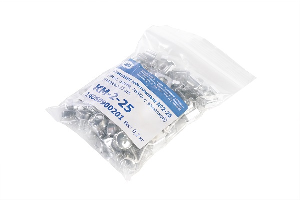 Комплект монтажный № 2 (винт, шайба, гайка с защелкой), упаковка 25 шт.