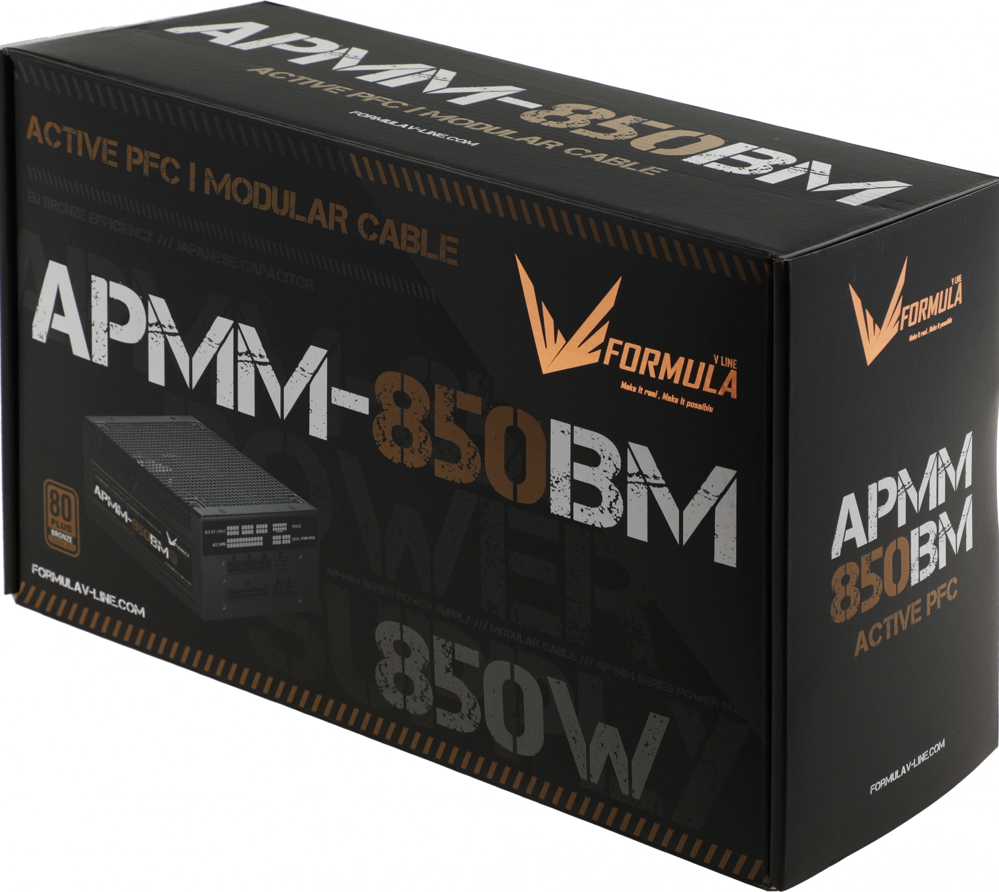 Блок питания Formula ATX 850W APMM-850BM 80+ bronze (20+4pin) APFC 140mm fan 6xSATA Cab Manag RTL