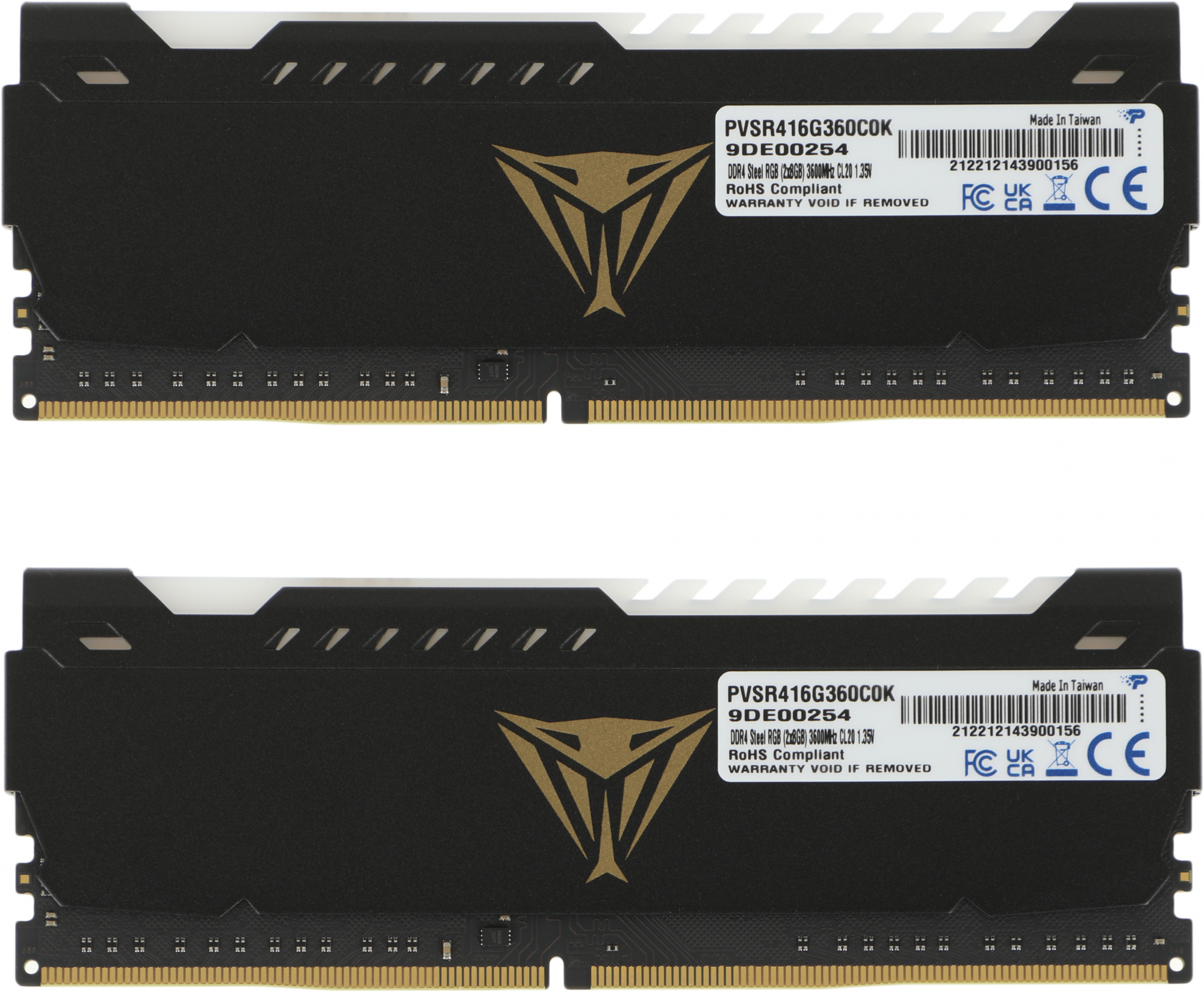 Память DDR4 2x8Gb 3600MHz Patriot PVSR416G360C0K Viper Steel RGB RTL Gaming PC4-28800 CL20 DIMM 288-
