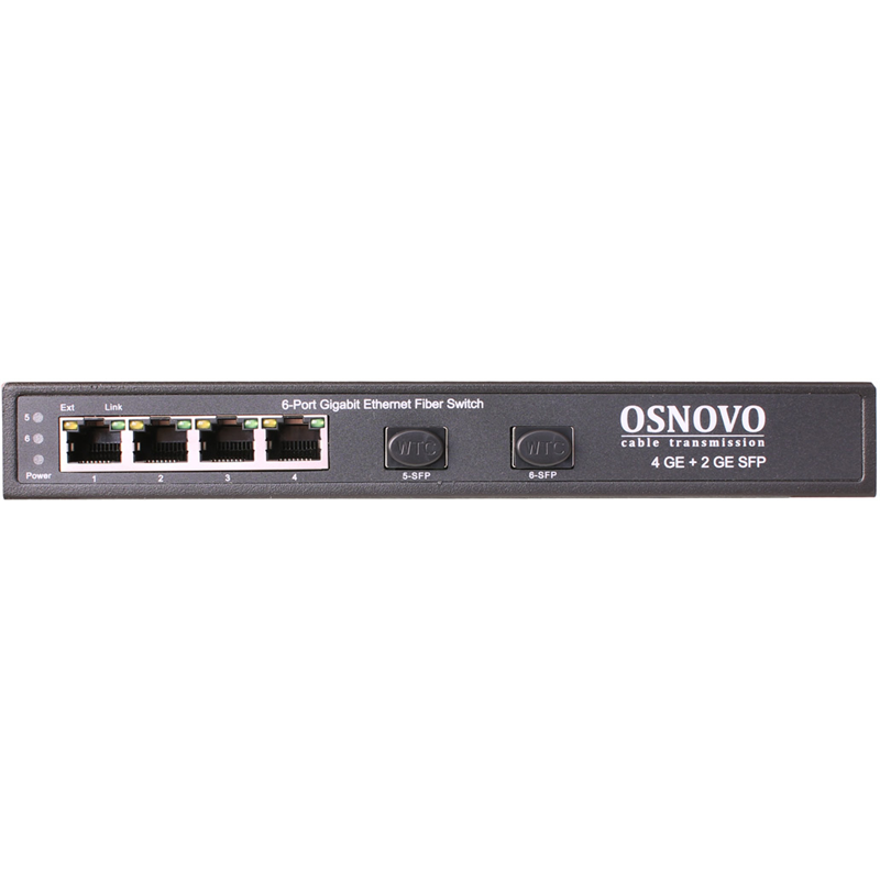 Коммутатор Osnovo SW-7042 4x1Гбит/с 2xКомбо(1000BASE-T/SFP) 2SFP неуправляемый