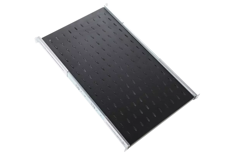 Полка Полка перфорированная выдвижная с телескопическими направляющими, глубина 620 мм, цвет черный