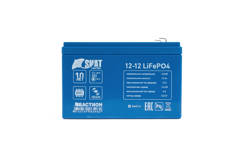 (646) Бастион Skat i-Battery 12-12 LiFePO4 АКБ LI-ION 12В/12Ач/F2/-20°C- +60°C/IFR 26650/4S4P/Срок с