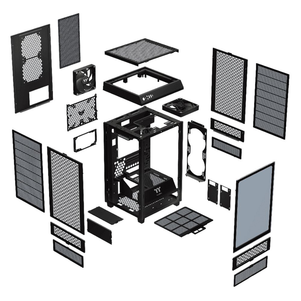 Корпус Thermaltake The Tower 200/Black/Win/SPCC/Tempered Glass*1/CT140 Fan*2/Color Box