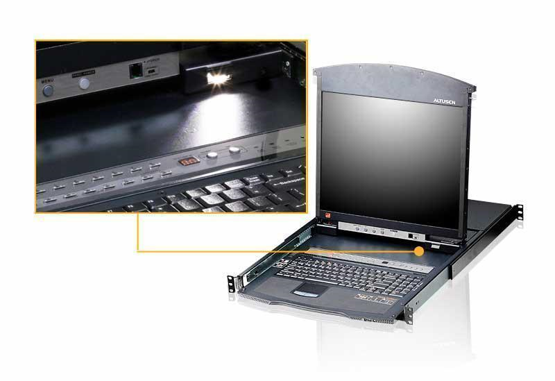КВМ консоль ATEN 8P CAT-5 HIGH DENSITY DUAL RAIL LCD KVM.