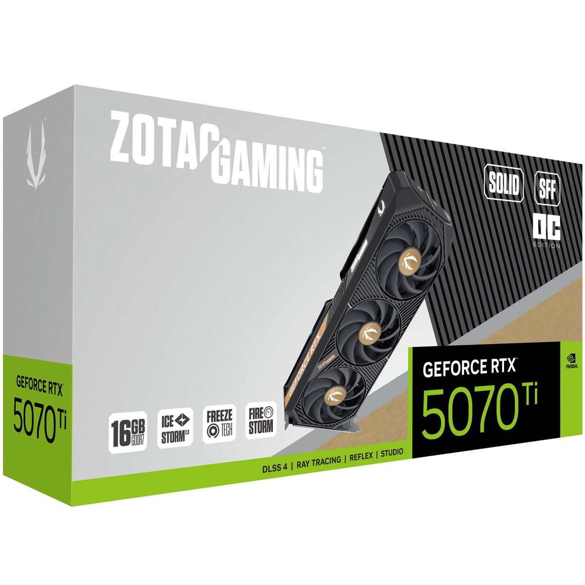 Видеокарта Zotac PCI-E 5.0 RTX 5070TI SOLID SFF OC NVIDIA GeForce RTX 5070TI 16Gb 256bit GDDR7 2482/