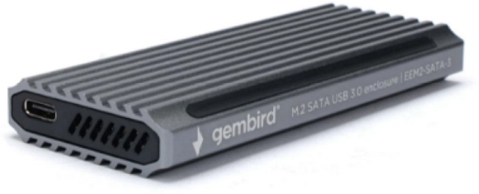 Внешний корпус USB 3.1 для M2 SATA порт Type-С, RGB подсветка, металл, серебристый