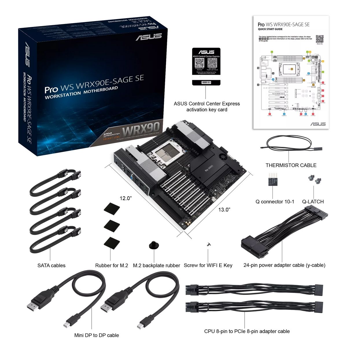 Материнская плата ASUS PRO WS WRX90E-SAGE SE STR5 EEB 8xDDR5 7xPCIEx16 4xM.2 2xUSB-C 2x mini DP VGA 