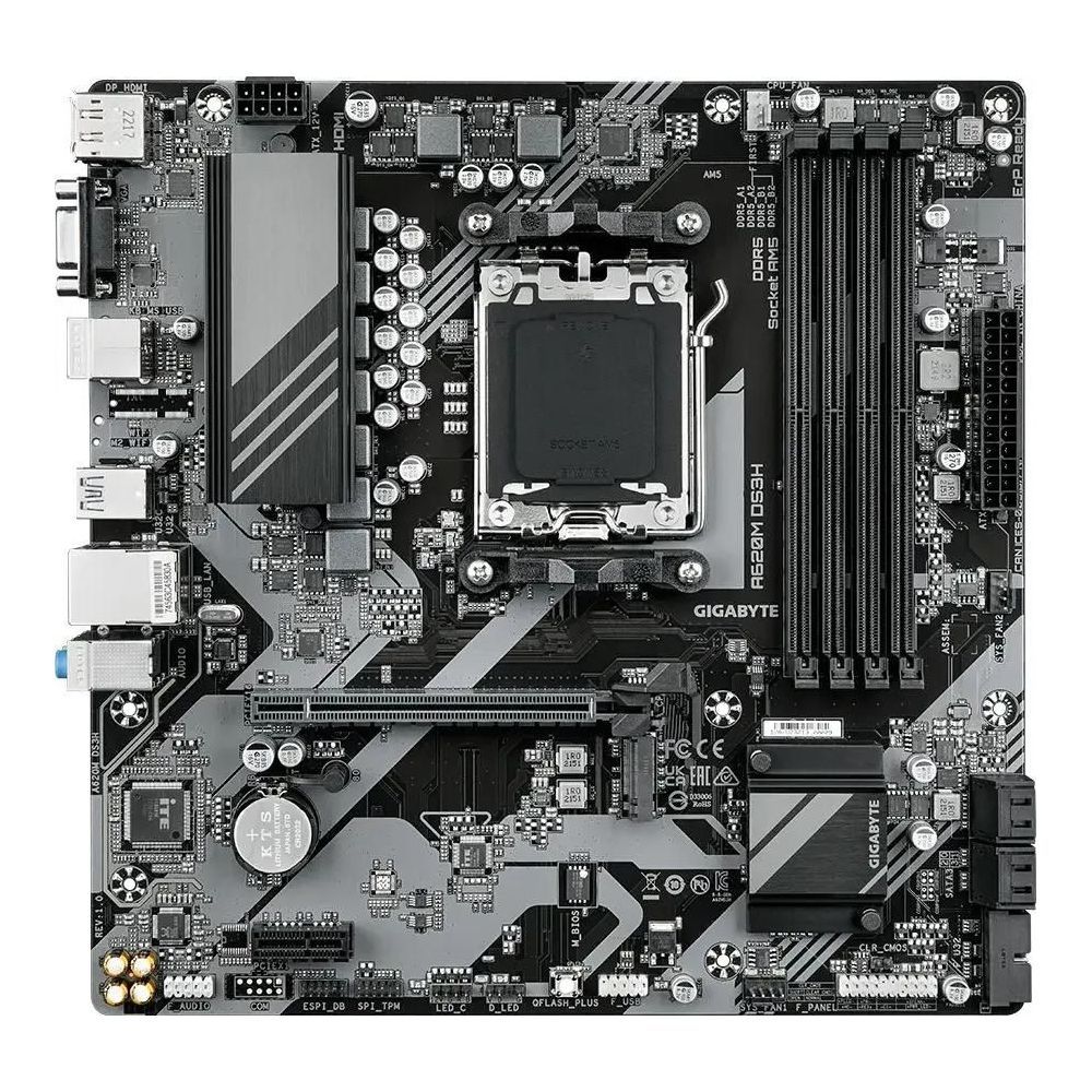 Материнская плата Gigabyte OEM A620M DS3H, Socket AM5, AMD A620, 4xDDR5-5200, D-SUB+HDMI+DP, 1xPCI-E
