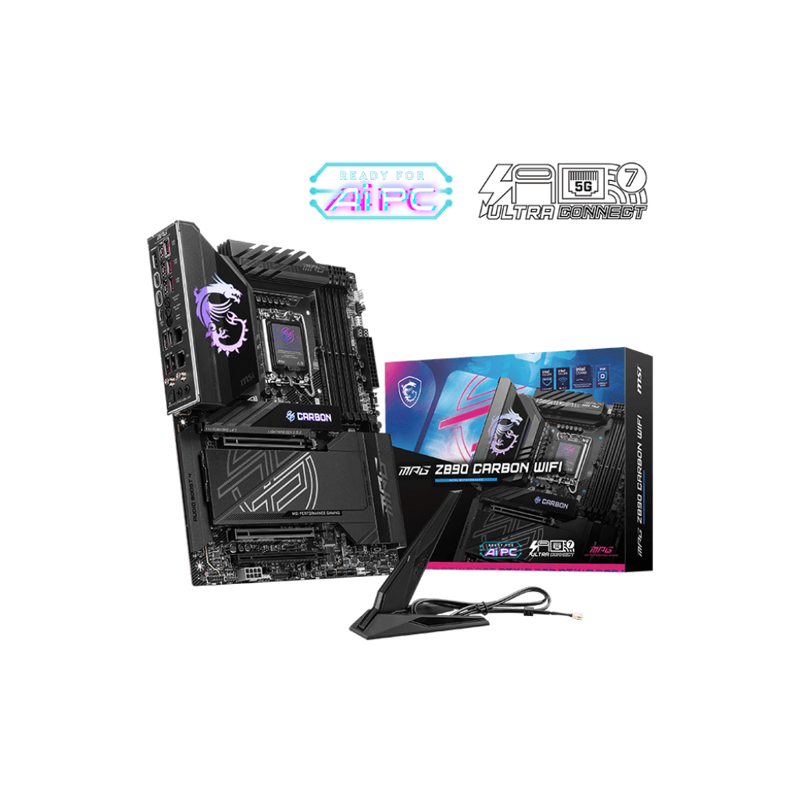 Материнская плата MSI MPG Z890 CARBON WIFI Z890, LGA1851, 4*DDR5, 3*PCIEx16, 5*M.2, 2*TypeC, 10*USB3