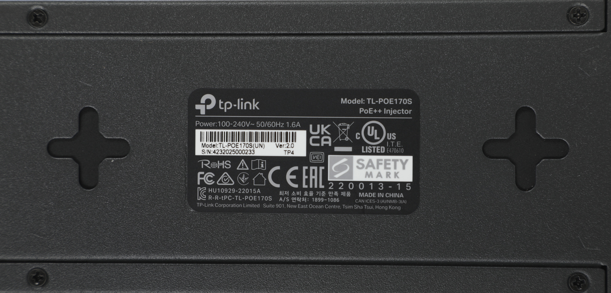 Инжектор PoE TP-Link POE170S 10/100/1000BASE-T 100-240В(АС)