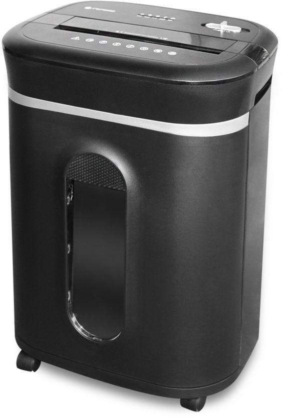 Шредер Heleos УМ28-4 черный/серебристый (секр.P-4) фрагменты 17лист. 28лтр. скрепки скобы пл.карты C