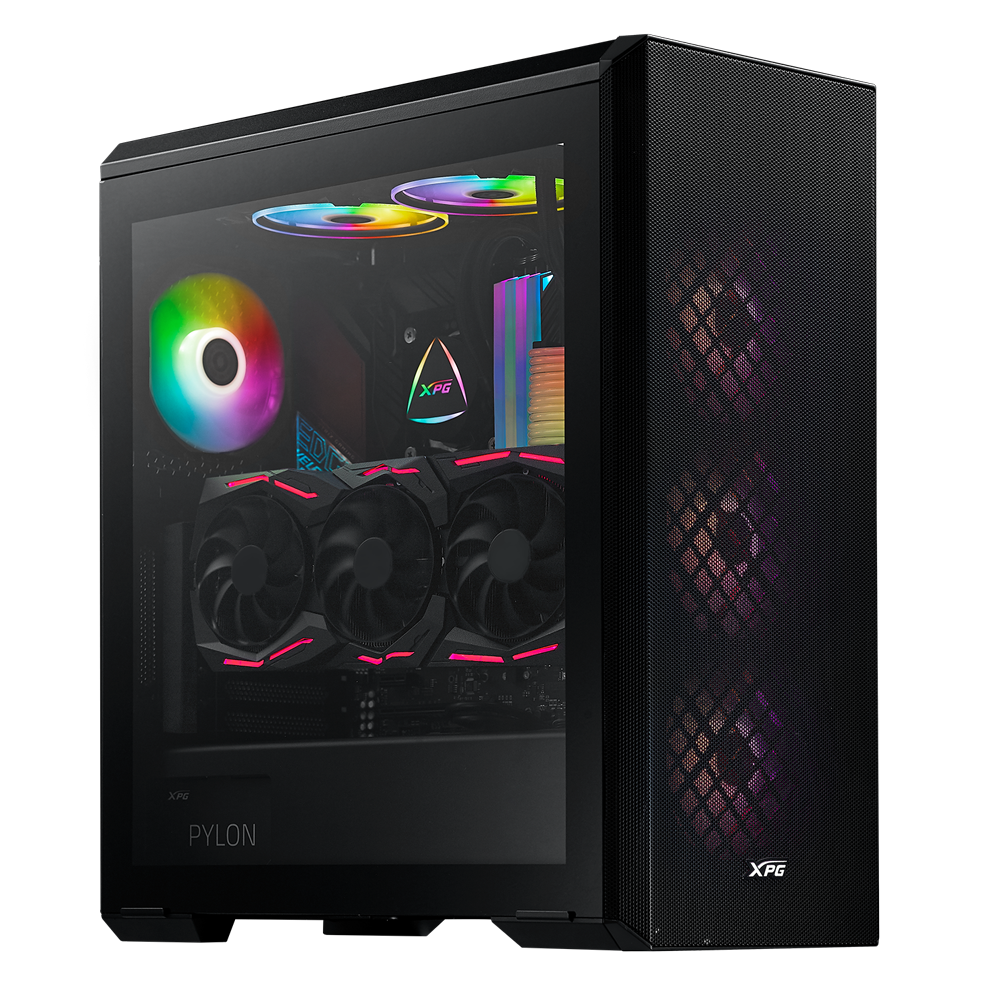 Корпус XPG DEFENDER BLACK [DEFENDER-BKCWW] (Midi-Tower, черный, TG, 120mm fan*3)