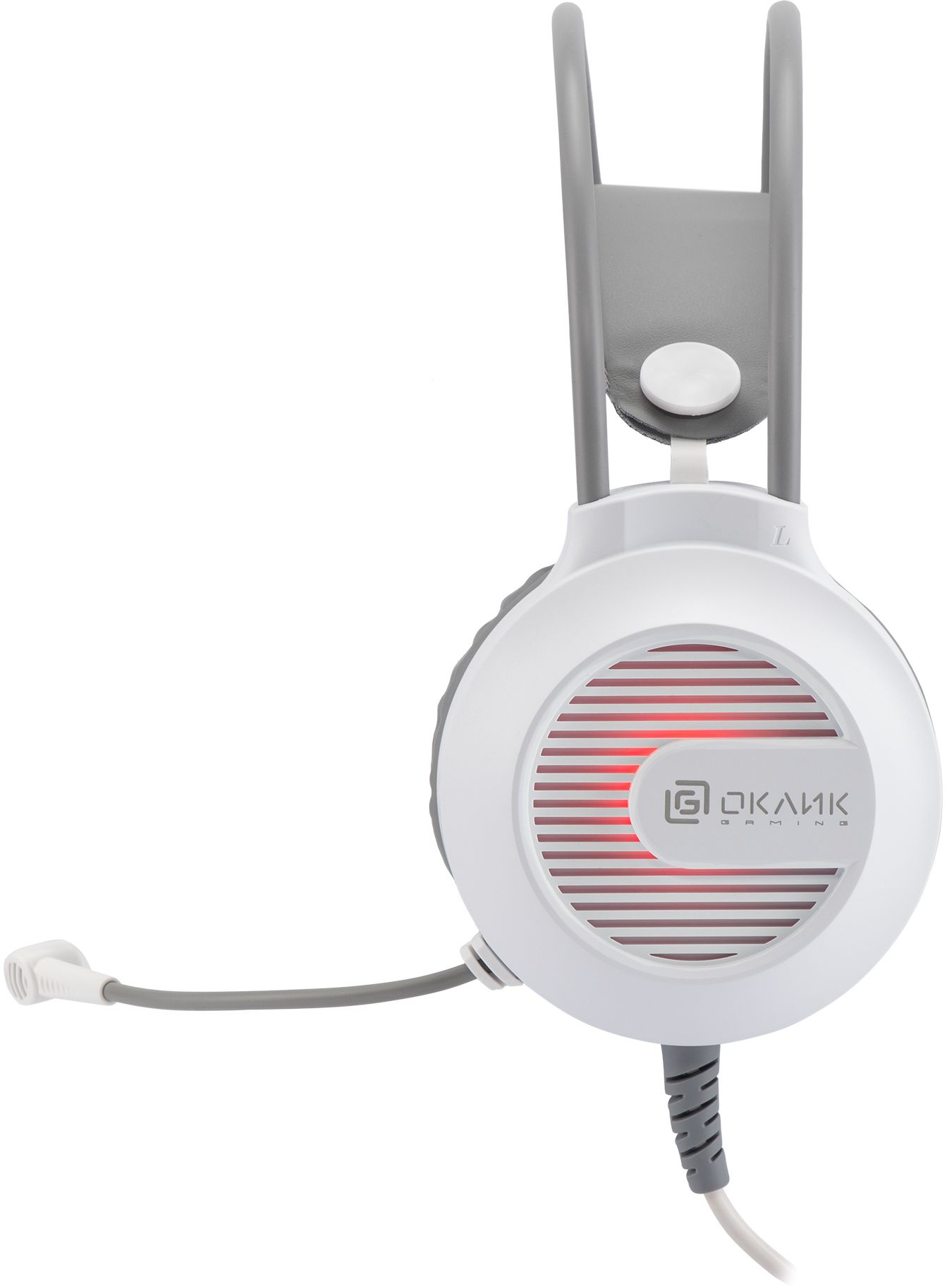 Наушники с микрофоном Оклик HS-L300G белый 2.2м мониторные оголовье (1796952)