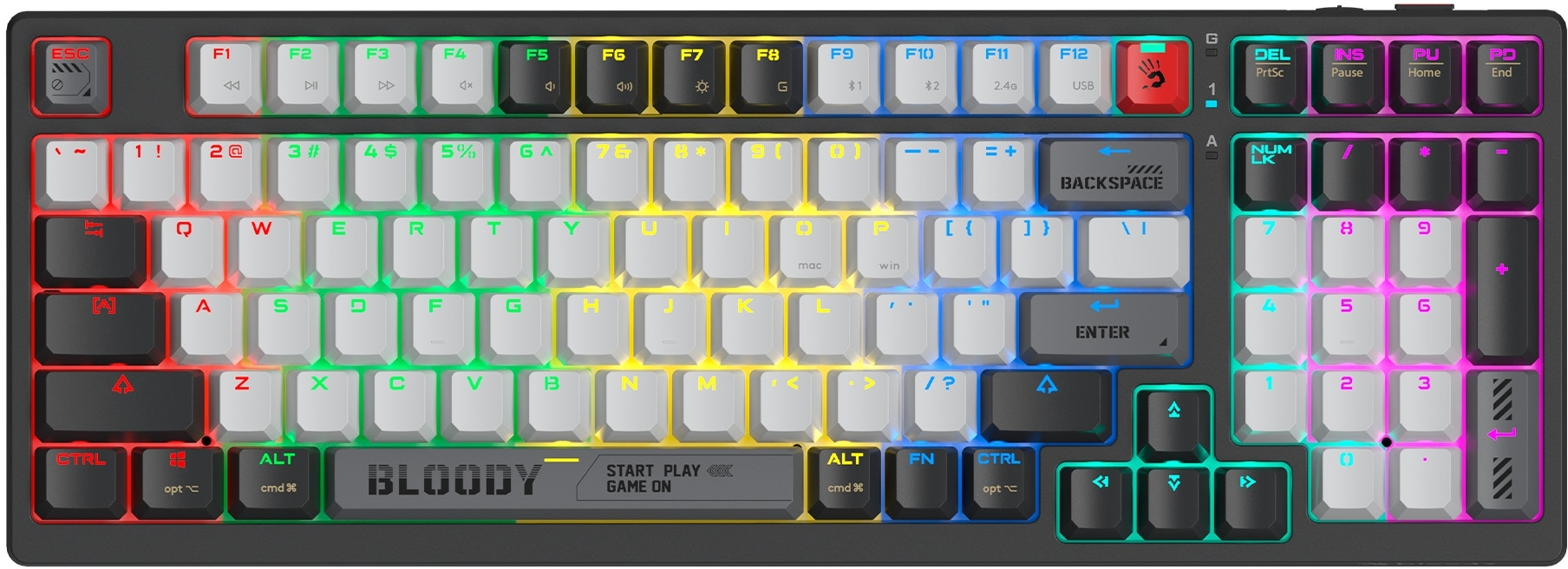 Клавиатура A4Tech Bloody WS98 механическая черный/серый USB беспроводная BT/Radio Multimedia for gam