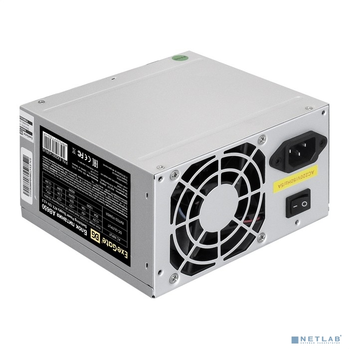 Exegate EX292143RUS-PC Блок питания 650W ExeGate AB650 (ATX, PC, 8cm fan, 24pin, 4+4pin, PCI-E, 3xSA