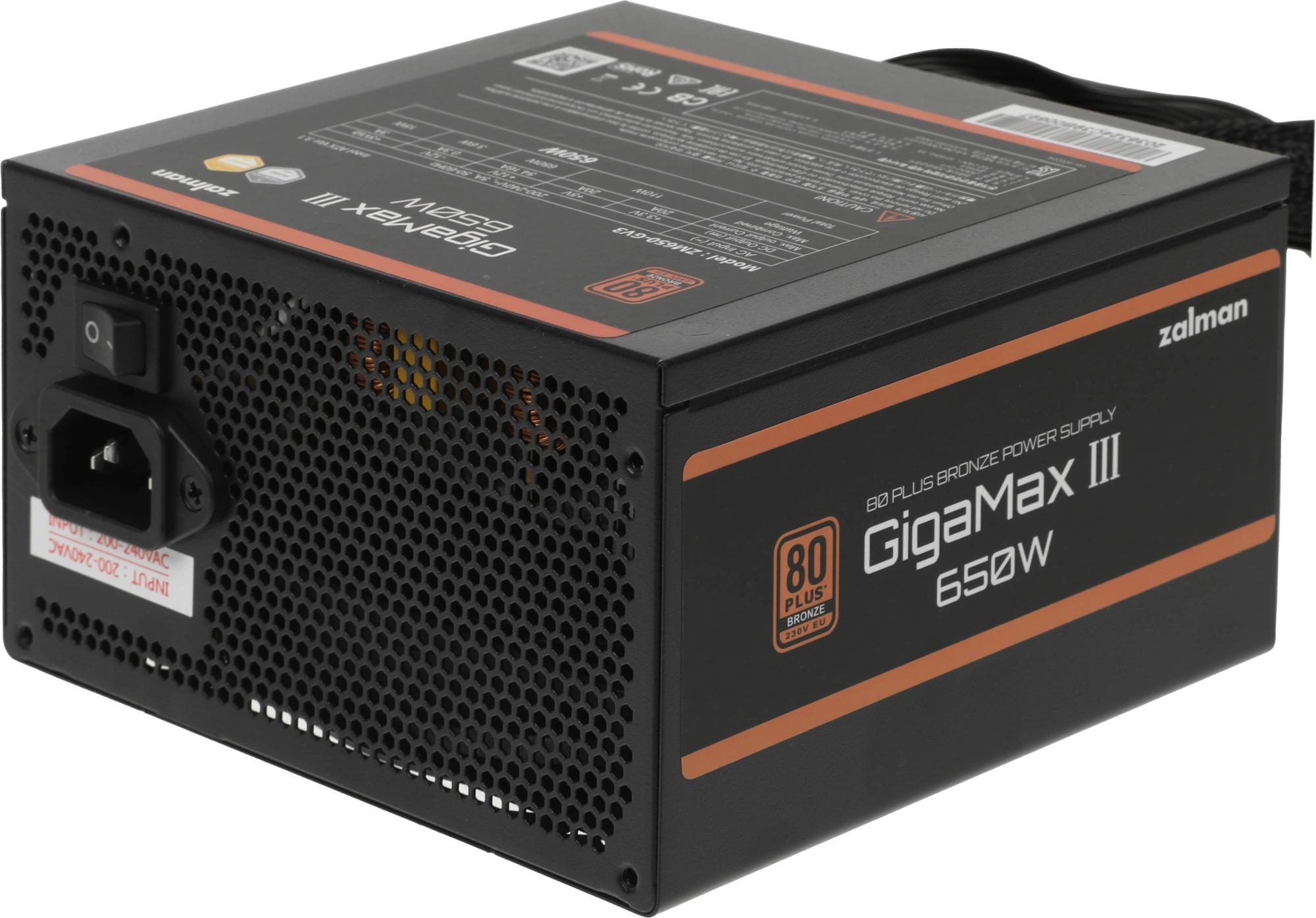 Блок питания Zalman ATX 650W ZM650-GV3 Gen.5 80+ bronze (20+4pin) APFC 120mm fan 6xSATA RTL