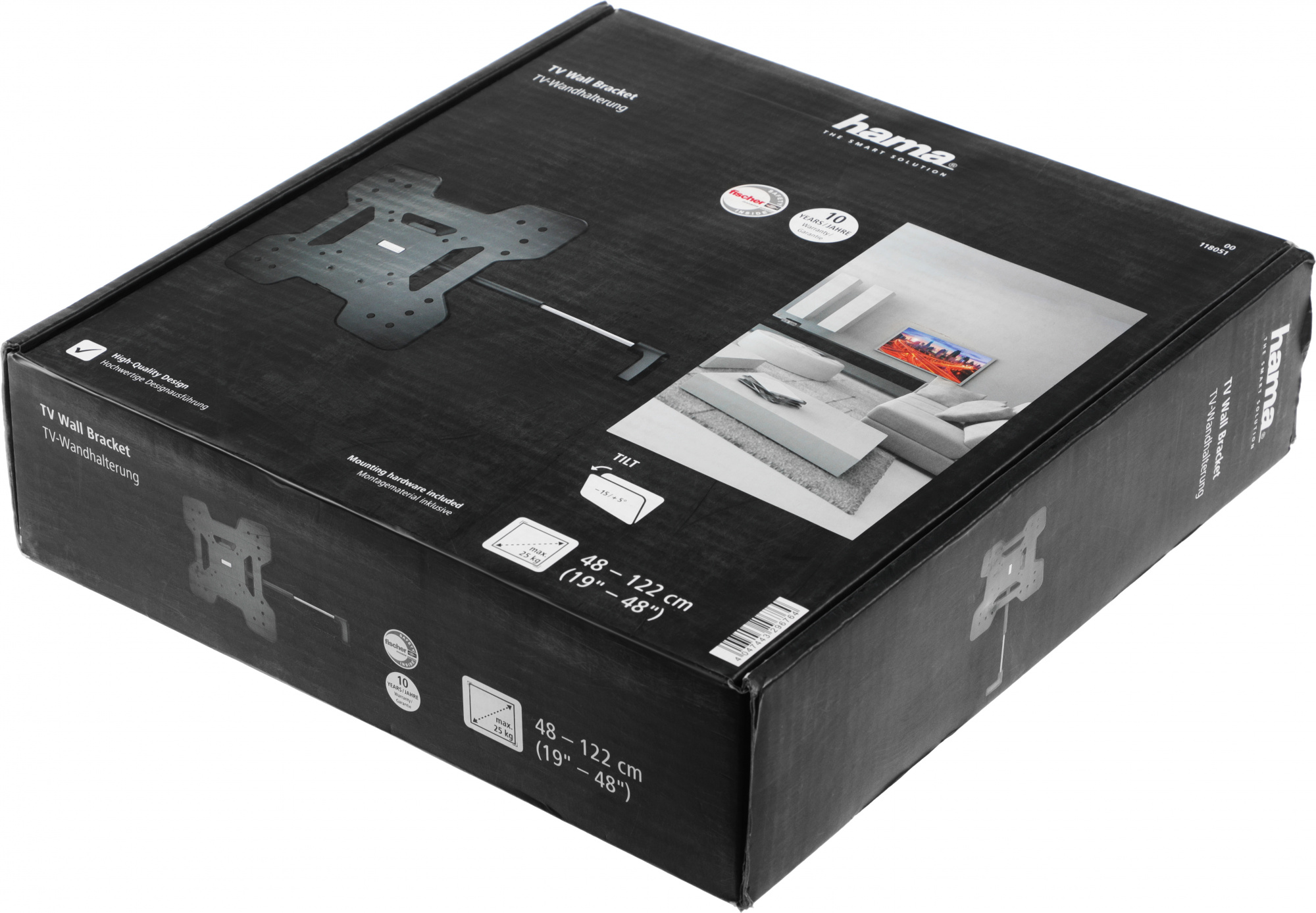 Кронштейн для телевизора Hama TILT TV Premium черный 19"-48" макс.25кг настенный