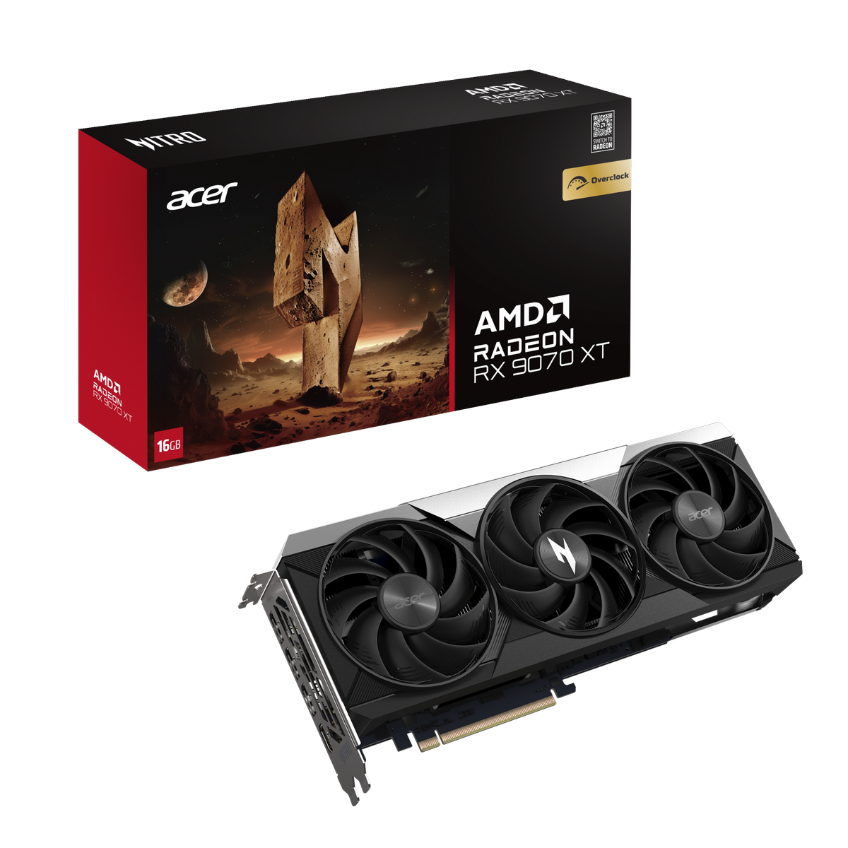 Видеокарта Acer RX9070XT NITRO OC 16GB GDDR6 256bit 3xDP HDMI 3FAN RTL