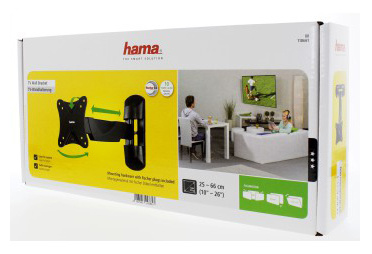 Кронштейн для телевизора Hama FULLMOTION черный 10"-26" макс.25кг настенный