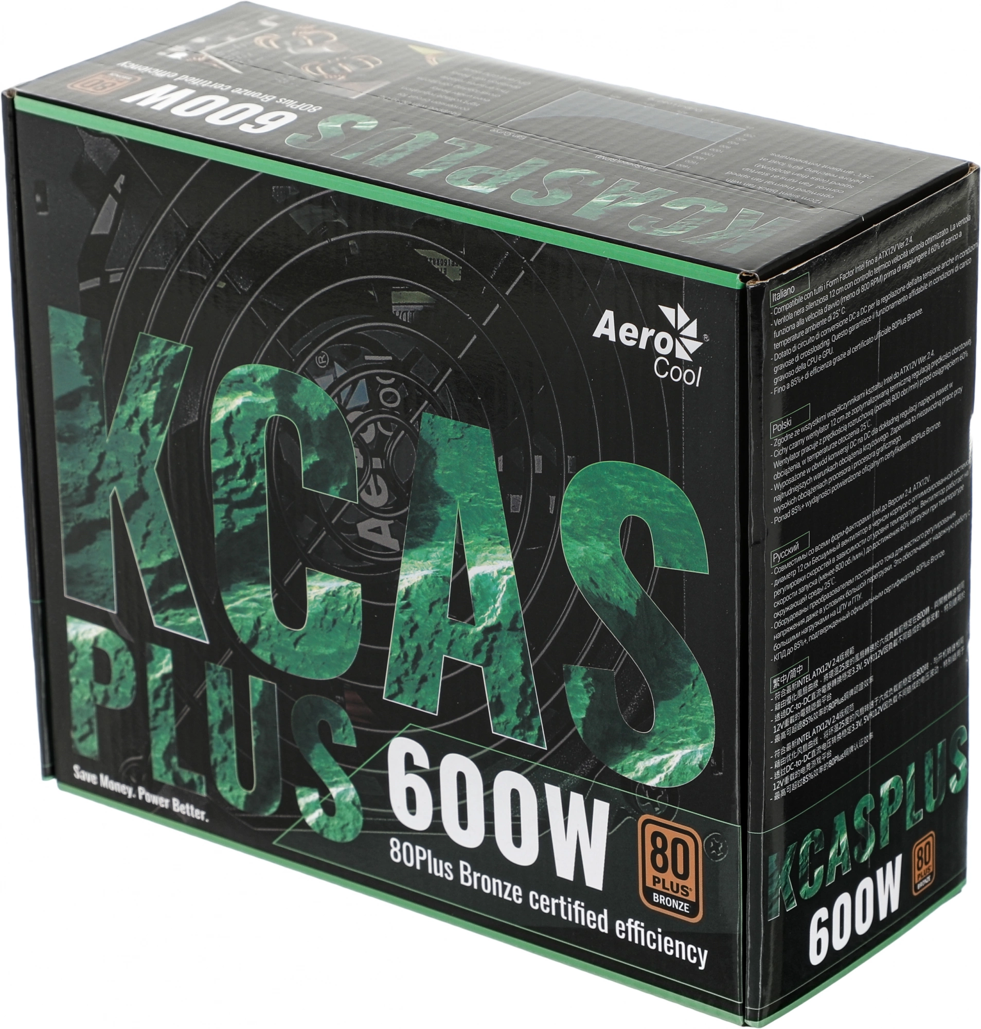 Блок питания Formula V Line KCAS PLUS 600W, 600W, APFC, 80+ Bronze, ATX12V v2.4, 12cm Fan (ex Aeroco