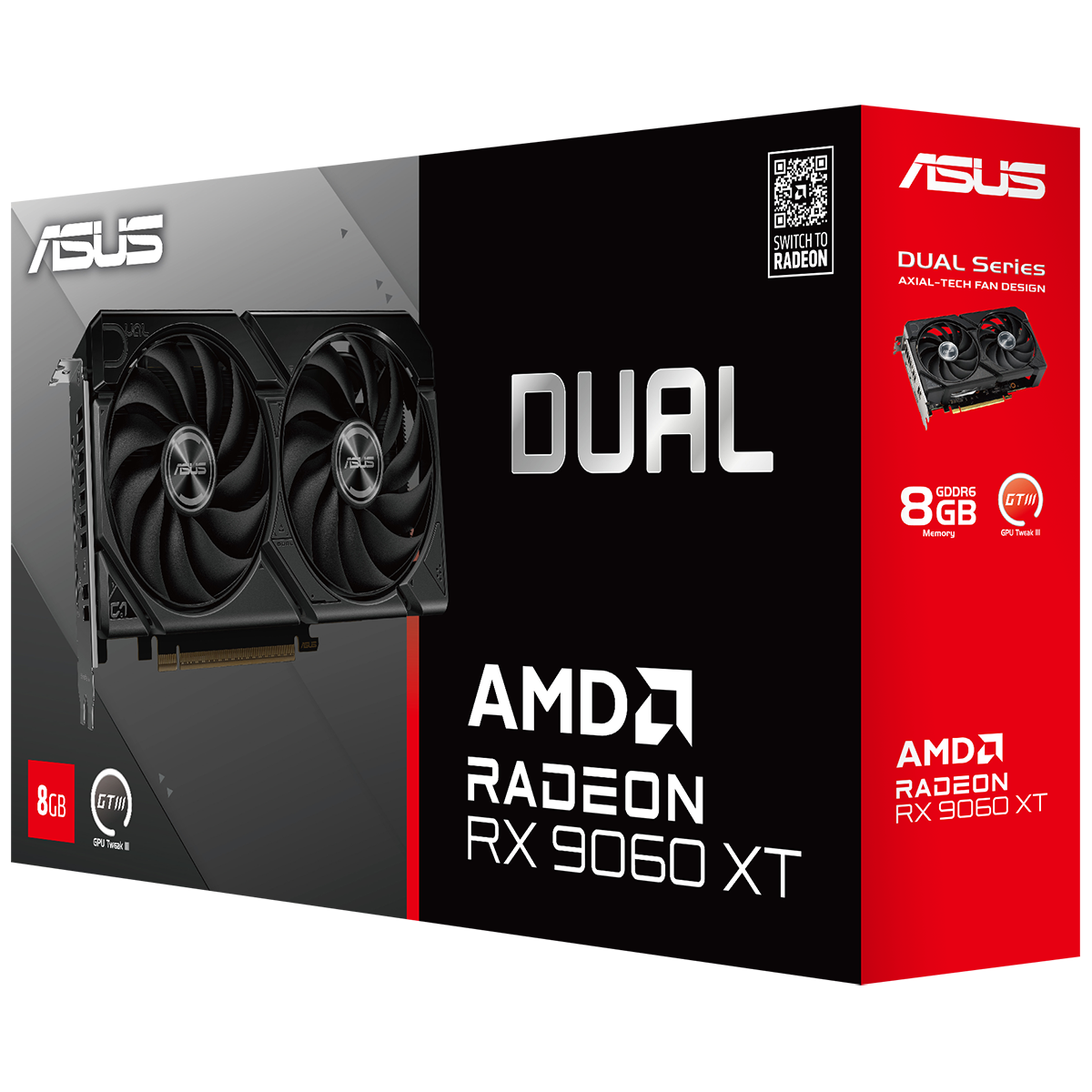 Видеокарта Asus PCI-E 5.0 DUAL-RX9060XT-8G AMD Radeon RX 9060XT 8Gb 128bit GDDR6 2550/20000 HDMIx1 D