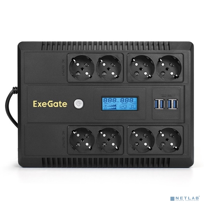Exegate EX293858RUS ИБП ExeGate NEO Smart LHB-1000.LCD.AVR.8SH.CH.USB <1000VA/650W, LCD, AVR, 8*Schu