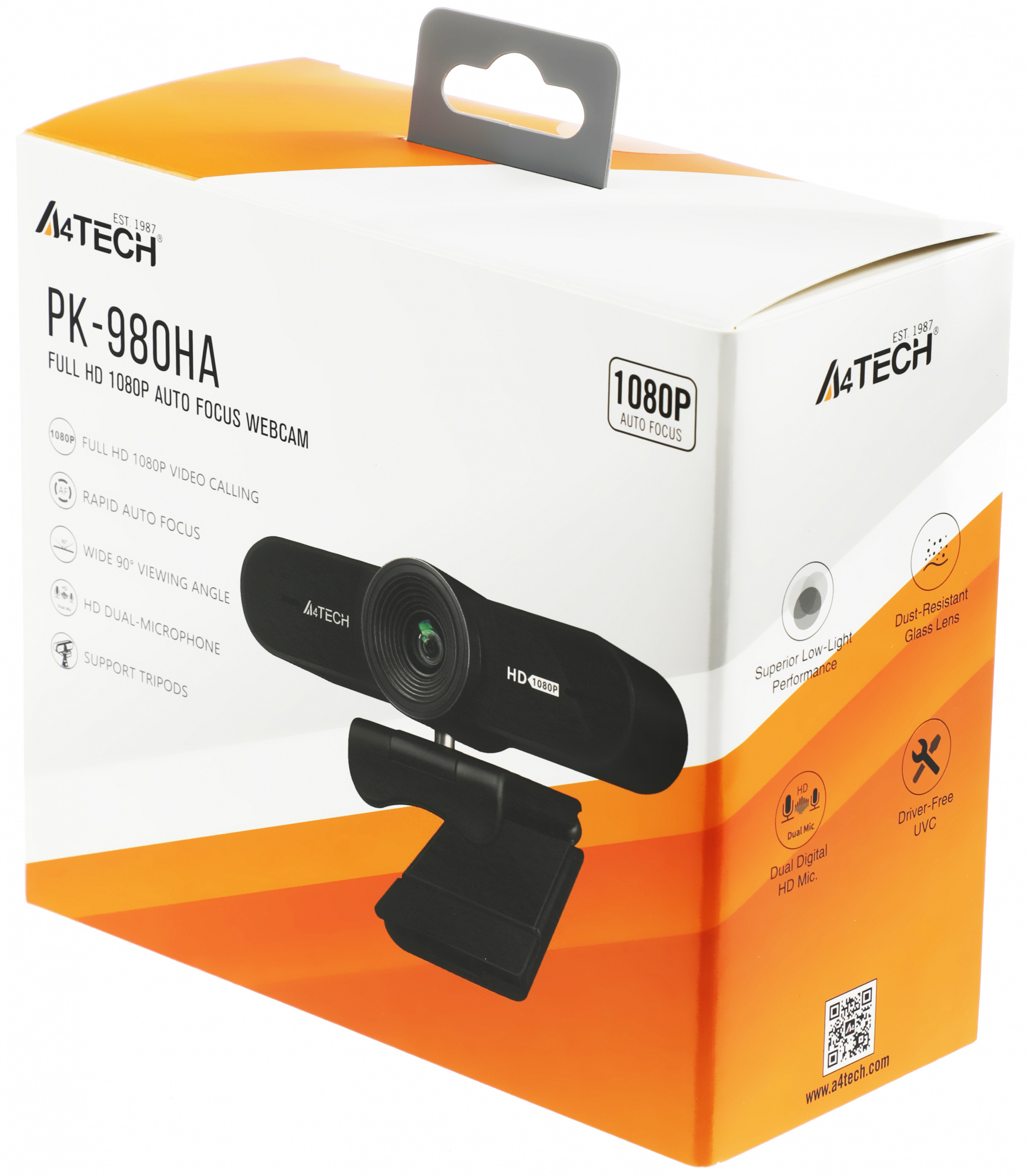 Камера Web A4Tech PK-980HA черный 2Mpix (1920x1080) USB2.0 с микрофоном