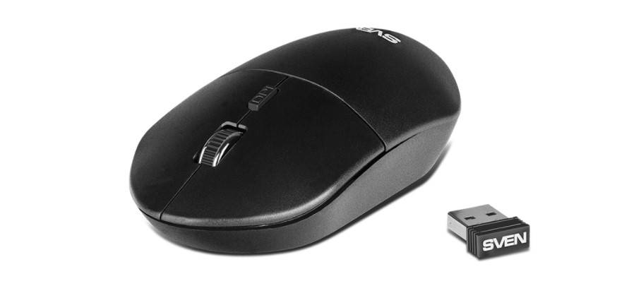 Беспроводная мышь SVEN RX-515SW чёрная (2,4 GHz, 3+1кн. бесш. кн., 800-1600DPI, блист)