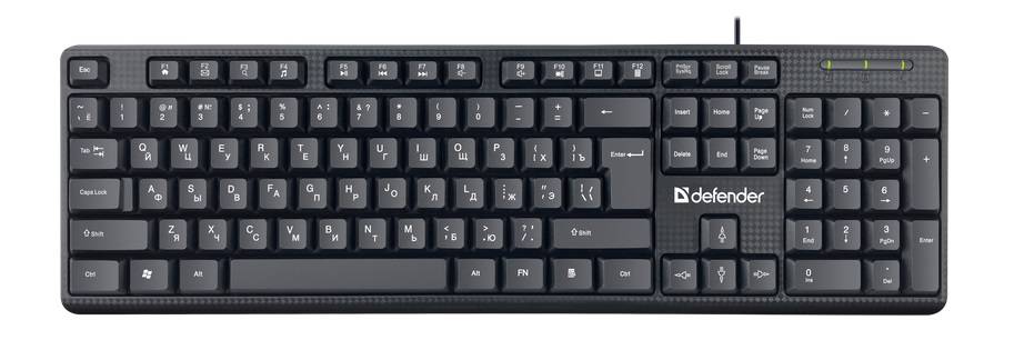 Клавиатура Defender Daily Hb-162 черный USB Multimedia (45162) кабель 1.8м