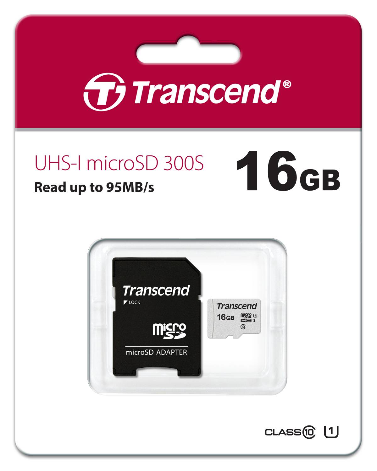 Флеш карта microSDHC 16GB Transcend TS16GUSD300S-A + adapter