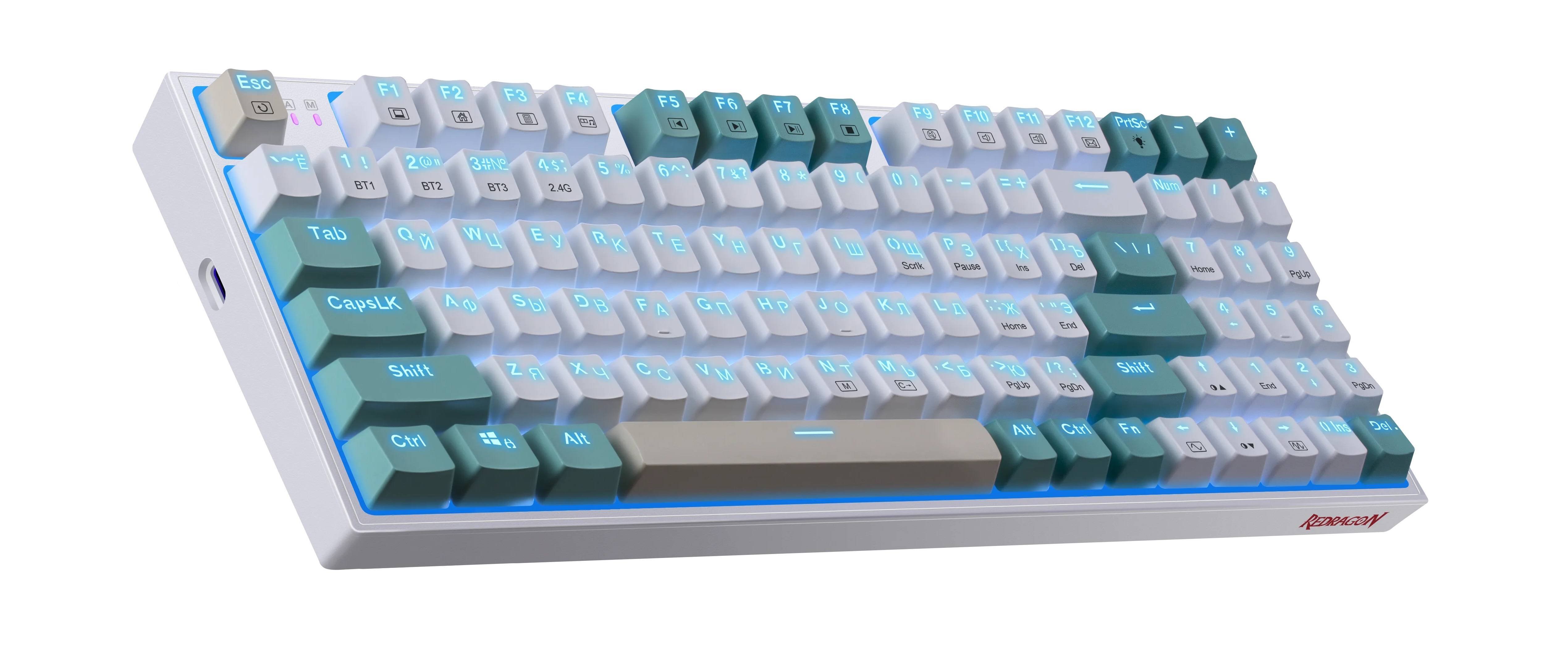 Клавиатура Redragon Veigar механическая белый/синий USB беспроводная BT/Radio Multimedia for gamer L