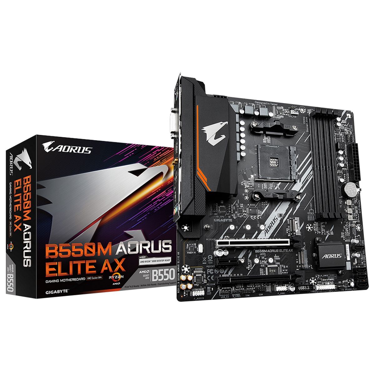 Материнская плата Gigabyte B550M AORUS ELITE AX Soc-AM4 AMD B550 4xDDR4 mATX AC`97 8ch(7.1) GbLAN RA