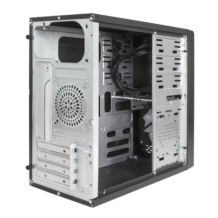 Корпус Minitower ExeGate mEVO-7807 (mATX, без БП, 1*USB+1*USB3.0, черный 1x12см с RGB подсветкой)