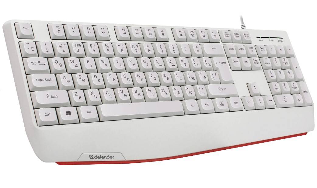 Клавиатура Defender Atom HB-546 белый USB Multimedia for gamer (подставка для запястий) (45547)