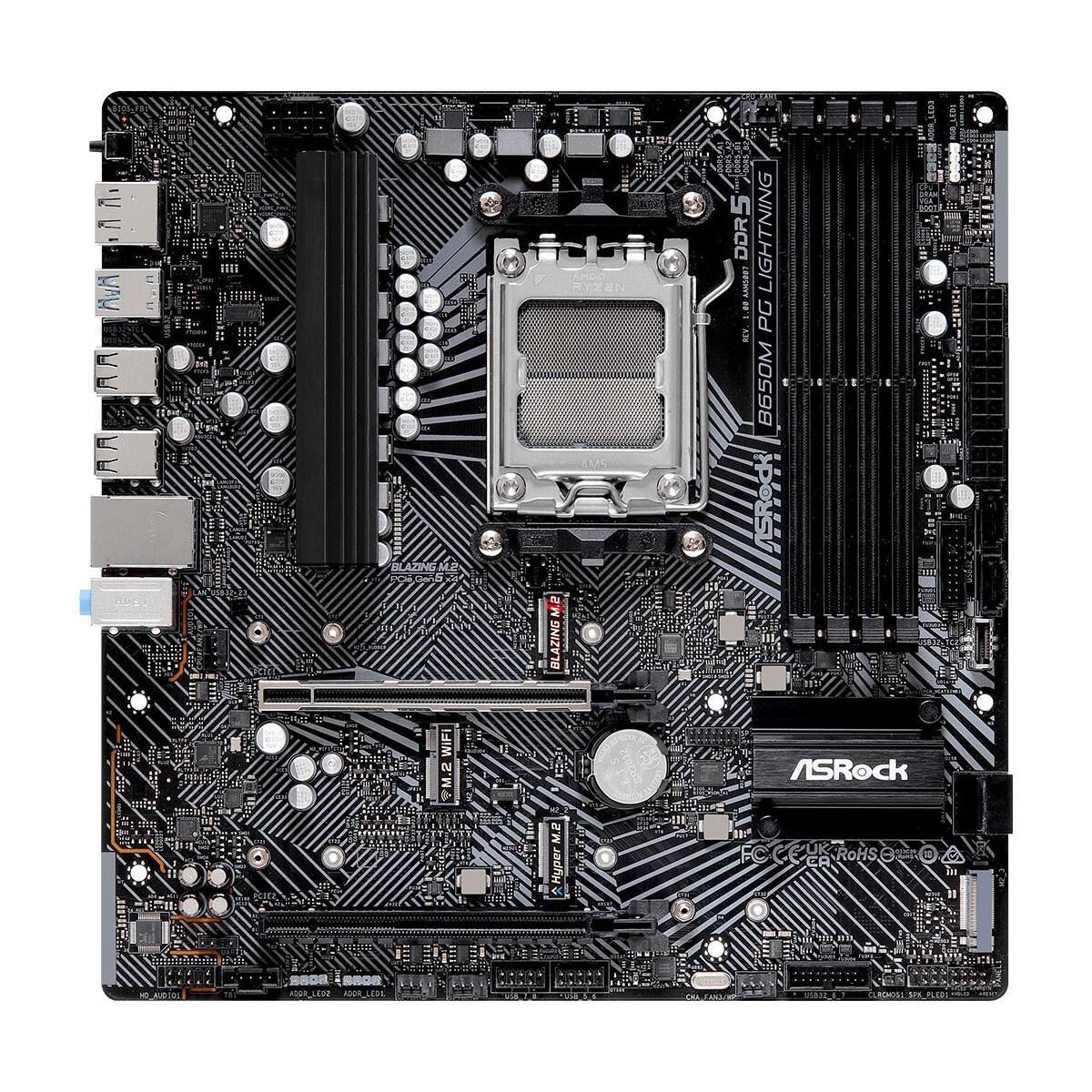 Материнская плата Asrock B650M PG LIGHTNING Socket AM5 AMD B650 4xDDR5 mATX AC`97 8ch(7.1) 2.5Gg RAI