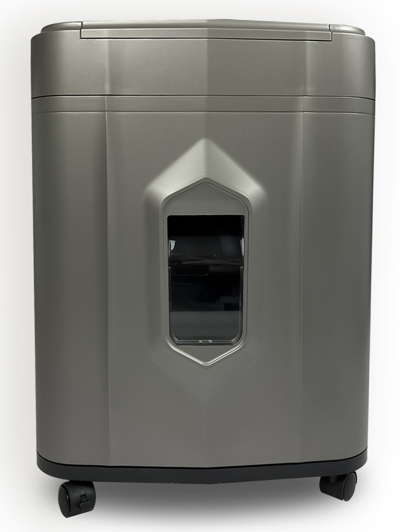 Шредер Heleos АП23-5 серый/серебристый с автоподачей (секр.P-5) фрагменты 145лист. 23лтр. скрепки ск